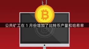 公共矿工在 1 月份增加了比特币产量和哈希率