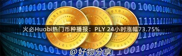 火必Huobi热门币种播报：PLY 24小时涨幅73.75%