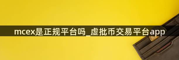 mcex是正规平台吗_虚批币交易平台app