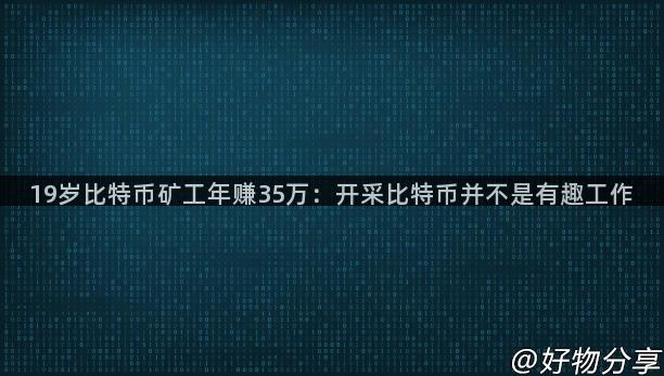 19岁比特币矿工年赚35万：开采比特币并不是有趣工作