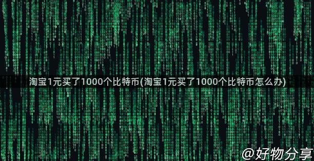 淘宝1元买了1000个比特币(淘宝1元买了1000个比特币怎么办)