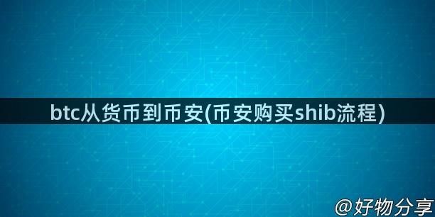 btc从货币到币安(币安购买shib流程)